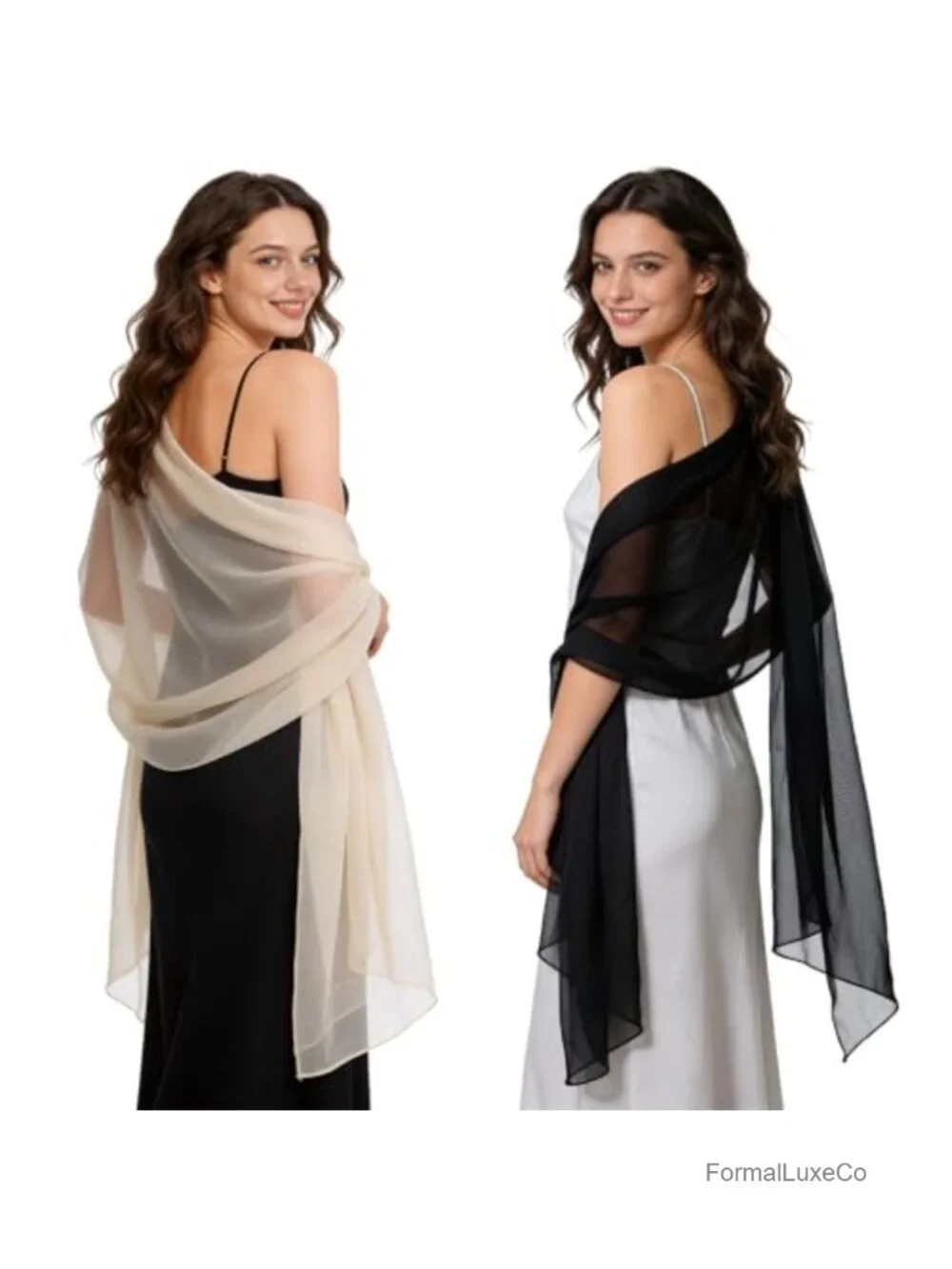 2-Pack Chiffon Shawls and Wraps for Evening Dresses Dressy Bridal Scarf
